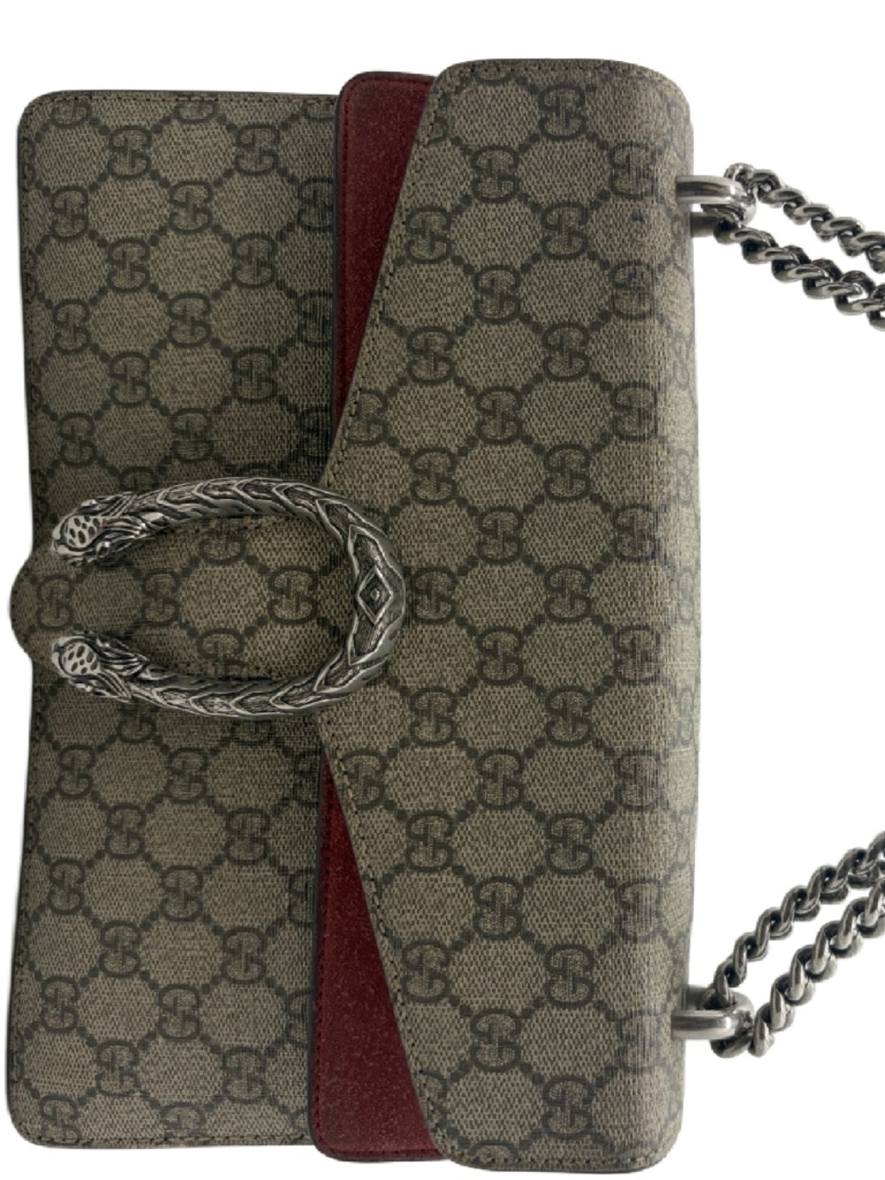 Gucci Dionysus GG Supreme Red Suede Chain Shoulder Bag